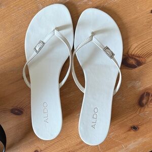 ALDO Cream Women's Sandals with Silver Buckle